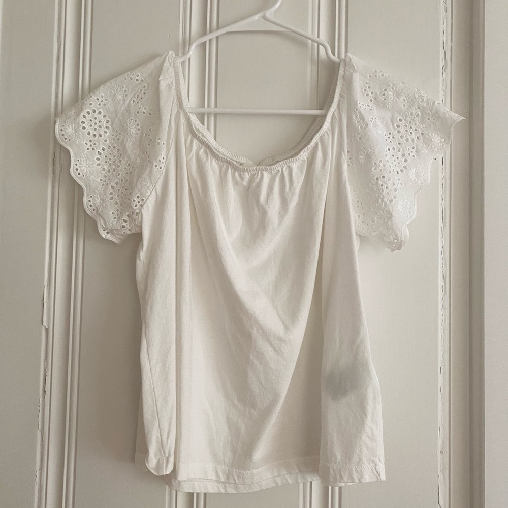 white lace off the shoulder top